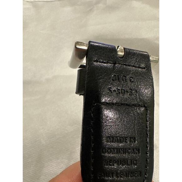 Club Room Black Faux Leather Holiday Snowflake Cheer Belt - Picture 7 of 7